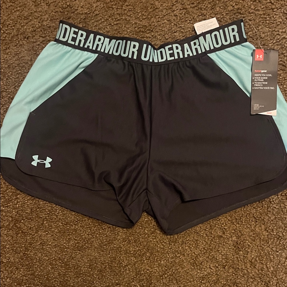 Under Armour Women's charcoal and Light Blue Athletic Shorts